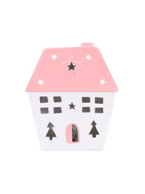Christmas Pink Light Up Ceramic House