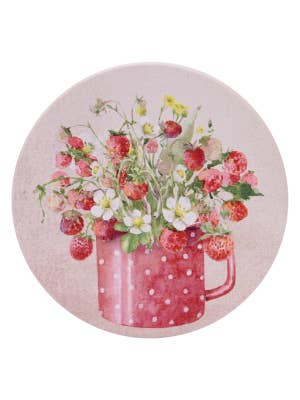 Whimsical Garden Strawberry Mug Ceramic Coaster