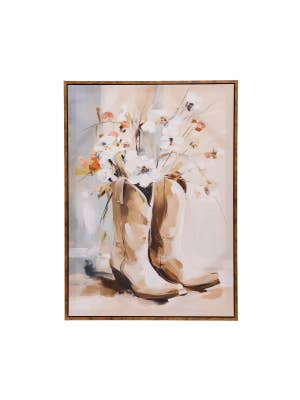 Saddle & Bloom Floral Boots Canvas 50x70
