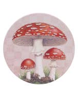 Whimsical Garden Toadstools Ceramic Coaster