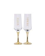 Wedding Wifey Hubby Champagne Flutes Set Of 2