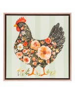 Cottage Grove Green Hen Framed Canvas 44x44