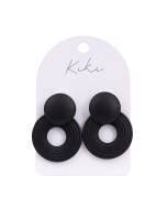 KiKi Black Wooden Circle Earrings