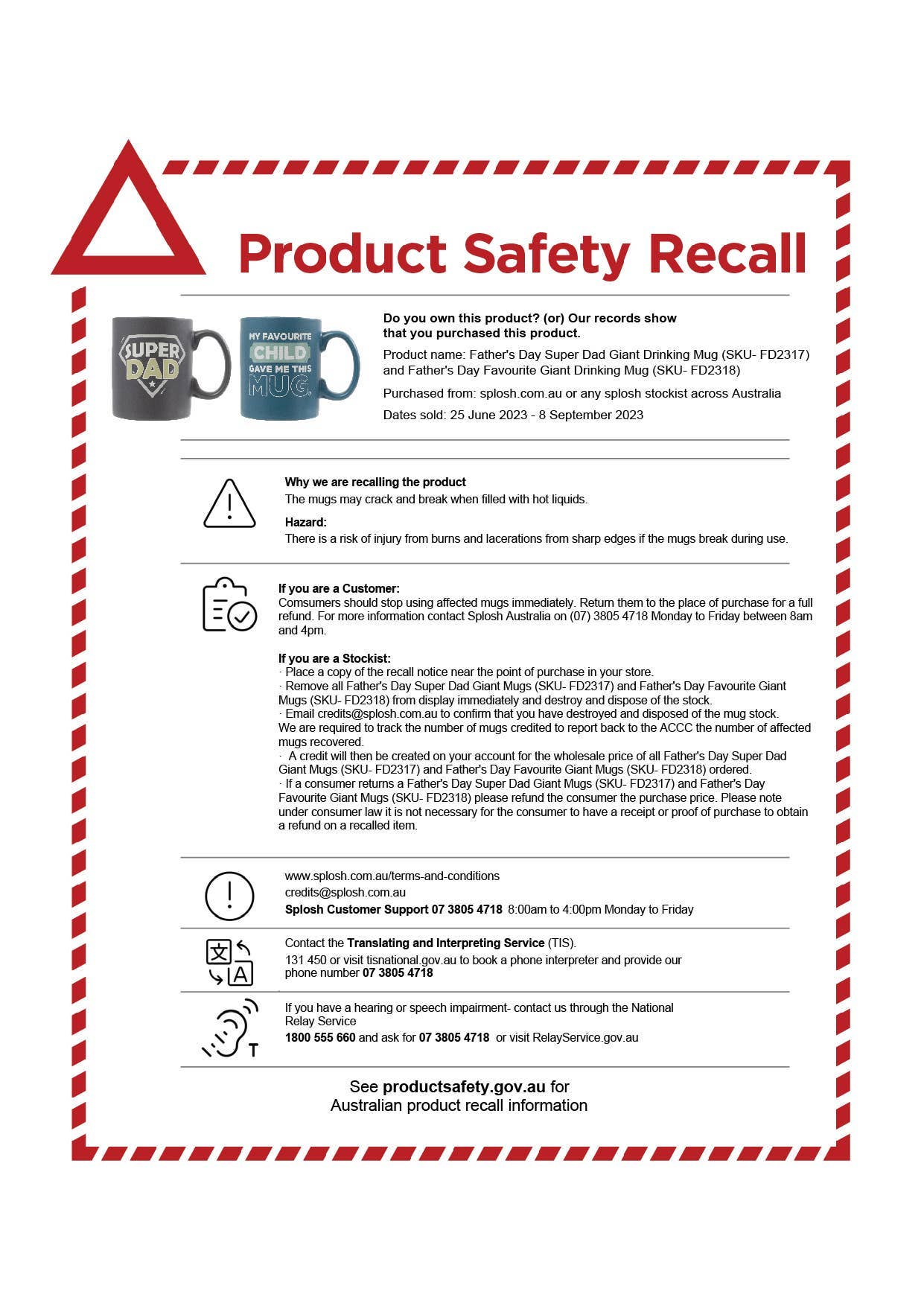 Don't Hold Back Mug Recall